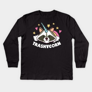 Trashycorn Unicorn Raccoon Kids Long Sleeve T-Shirt